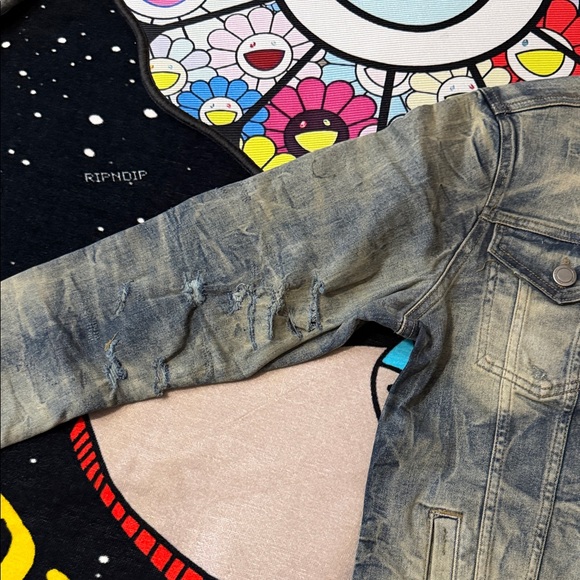 OXYD Premium Denim Men's Distressed Denim Jacket, Size Small - Picture 5 of 16